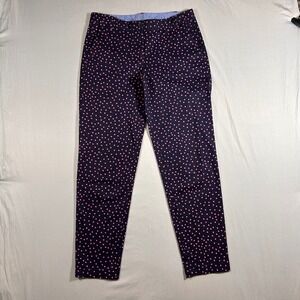 Talbots Polka Dot Navy Blue Pink‎ Cotton Blend Pants Women's Size 4 Chinos